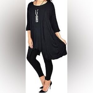 TORUSS Lagenlook Oversized Asymmetrical Tunic Dress Black Women’s Large